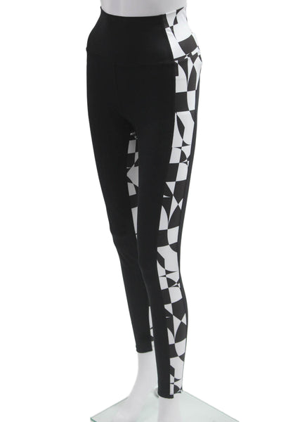Beach Riot Women Ankle Jegging Black Geometric Zip Recycled Lycra Size M