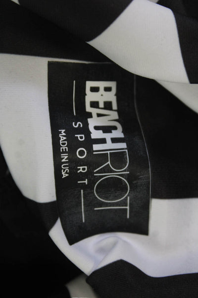 Beach Riot Women Ankle Jegging Black Geometric Zip Recycled Lycra Size M