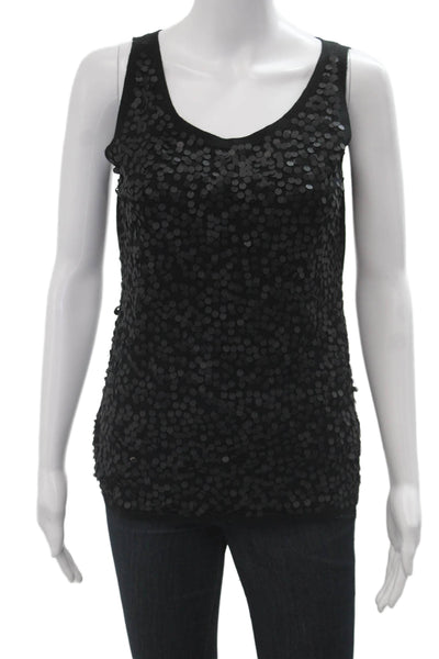 Eileen Fisher Womens Black Merino Wool Sleeveless Tank Round Neck Petite Size M