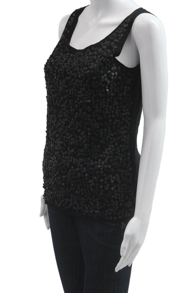 Eileen Fisher Womens Black Merino Wool Sleeveless Tank Round Neck Petite Size M