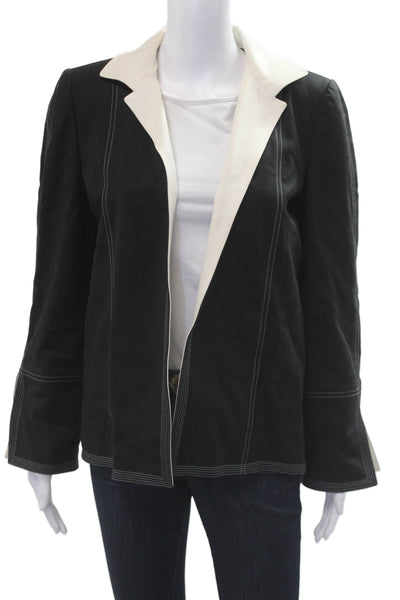 Linda Allard Ellen Tracy Women Black Blazer Collared Long Sleeve Size 4