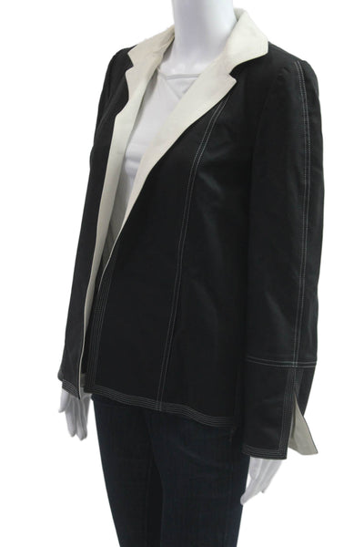 Linda Allard Ellen Tracy Women Black Blazer Collared Long Sleeve Size 4