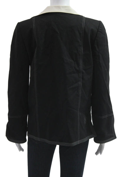 Linda Allard Ellen Tracy Women Black Blazer Collared Long Sleeve Size 4
