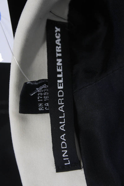 Linda Allard Ellen Tracy Women Black Blazer Collared Long Sleeve Size 4
