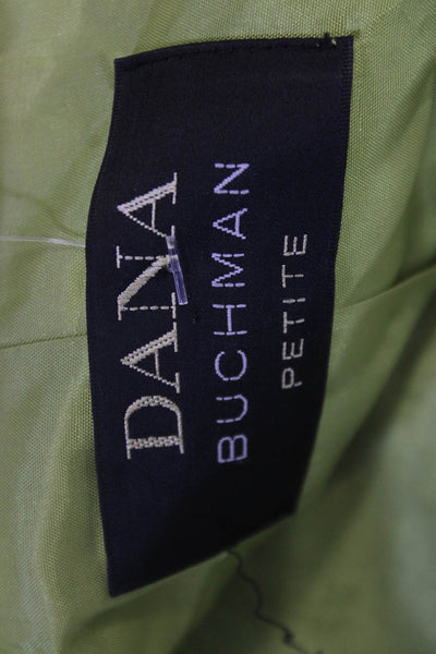 Dana Buchman Womens Green Linen Blend Collared Blazer Petite Size 4