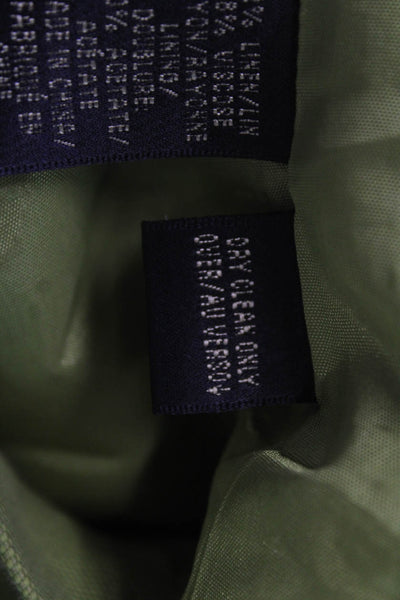 Dana Buchman Womens Green Linen Blend Collared Blazer Petite Size 4