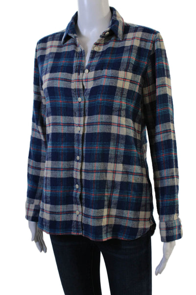 J Crew Women Plaid Cotton Collared Button Up Top Long Sleeve Basic Size 4