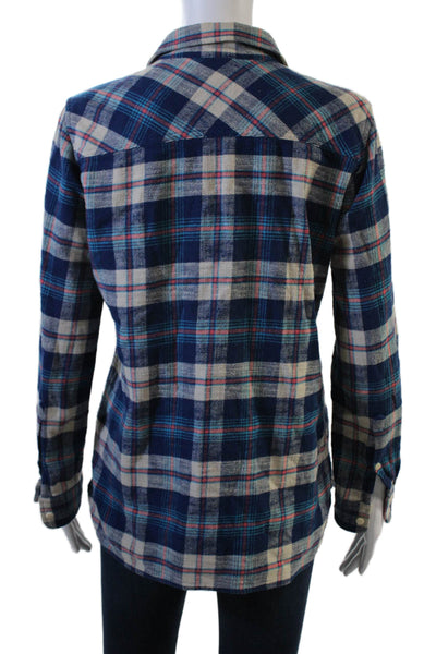 J Crew Women Plaid Cotton Collared Button Up Top Long Sleeve Basic Size 4