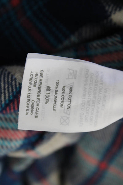 J Crew Women Plaid Cotton Collared Button Up Top Long Sleeve Basic Size 4