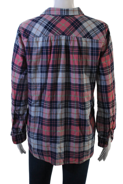 J Crew Womens Plaid Collared Button-Up Long Sleeve Cotton Shirt Blue Size S
