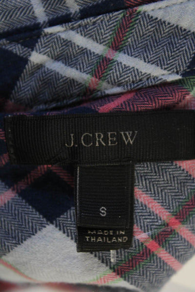 J Crew Womens Plaid Collared Button-Up Long Sleeve Cotton Shirt Blue Size S