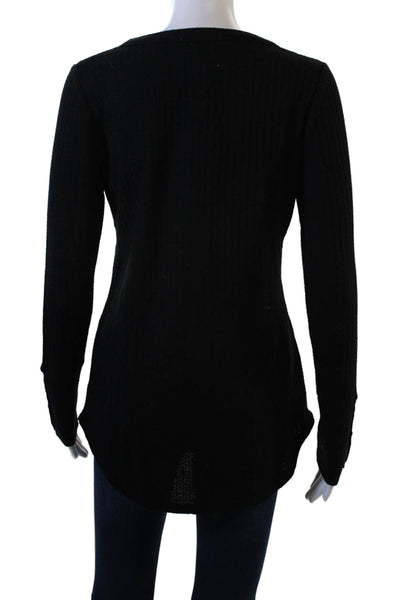 Chaser Womens Tunic V-Neck Button Up Black 100% Cotton Long Sleeve Size S