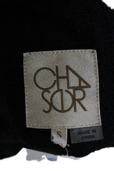 Chaser Womens Tunic V-Neck Button Up Black 100% Cotton Long Sleeve Size S