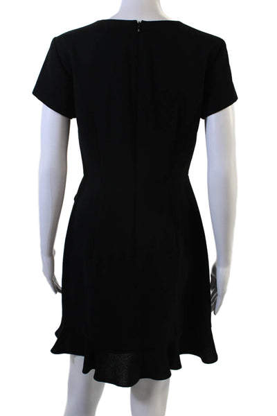 Club Monaco Women Fit & Flare Mini Black Short Sleeve Dress Size 2
