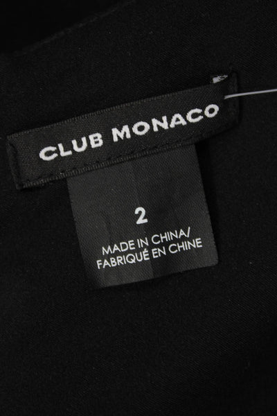 Club Monaco Women Fit & Flare Mini Black Short Sleeve Dress Size 2
