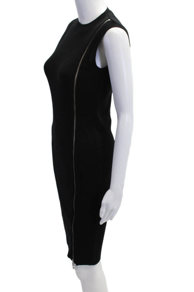 Love Moschino Women Bodycon Sweater Dress Black Crewneck Sleeveless Zip Size 40