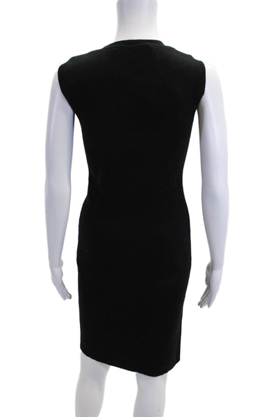 Love Moschino Women Bodycon Sweater Dress Black Crewneck Sleeveless Zip Size 40