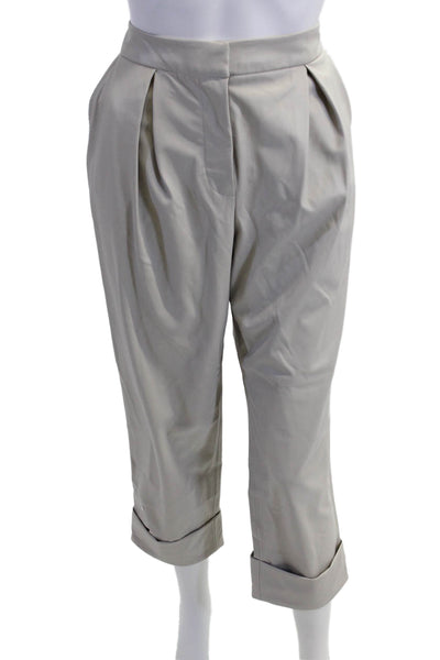 Trina Turk Womens Cropped Dress Pants Beige 100% Polyurethane Size 8