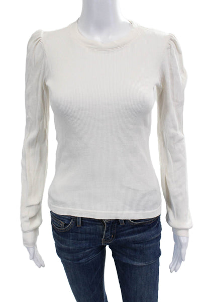 Amo Women Basic Jersey T-Shirt Long Sleeve Crew Neck White Size XS