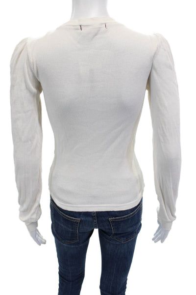 Amo Women Basic Jersey T-Shirt Long Sleeve Crew Neck White Size XS
