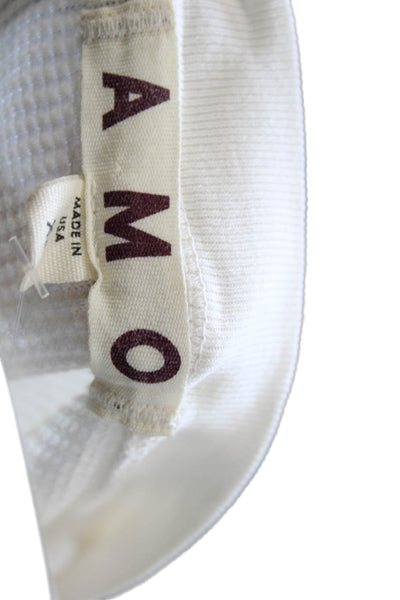 Amo Women Basic Jersey T-Shirt Long Sleeve Crew Neck White Size XS