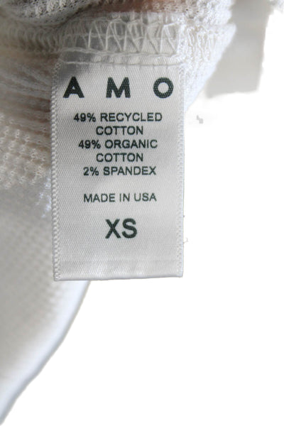 Amo Women Basic Jersey T-Shirt Long Sleeve Crew Neck White Size XS