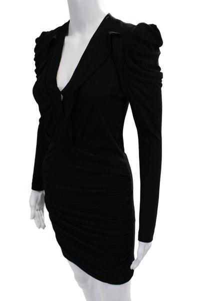 IRO Women Bodycon Mini Black V-Neck Long Sleeve Dress Size 34