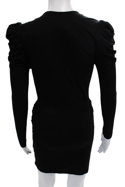 IRO Women Bodycon Mini Black V-Neck Long Sleeve Dress Size 34