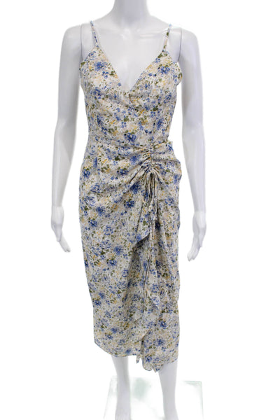 En Saison Womens White Floral V-Neck Sleeveless Slip Wrap Knee Dress Size XS