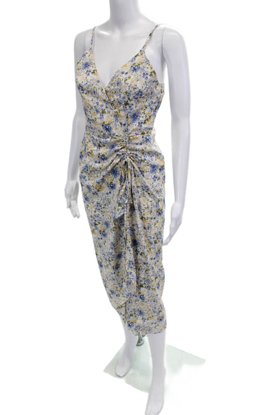 En Saison Womens White Floral V-Neck Sleeveless Slip Wrap Knee Dress Size XS