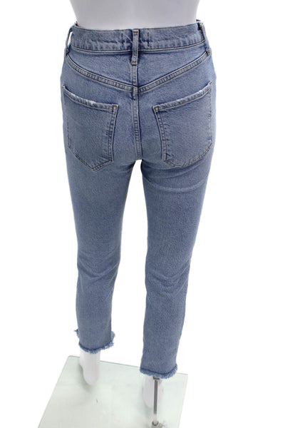 Agolde Women Ankle Crop Jeans Blue Mid Rise Size 24