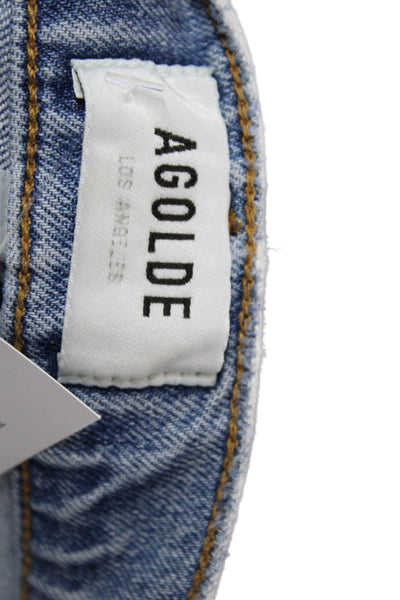 Agolde Women Ankle Crop Jeans Blue Mid Rise Size 24