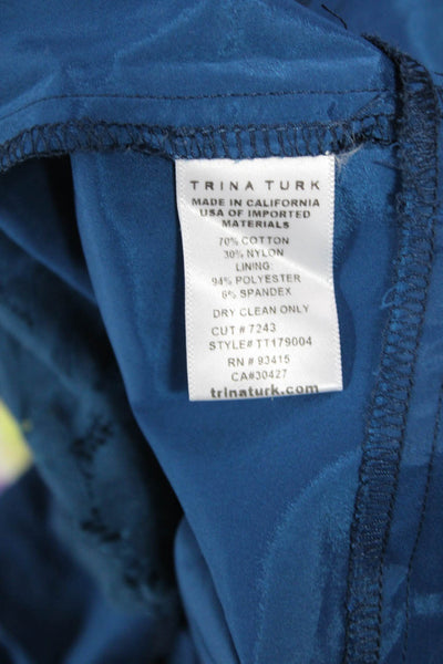 Trina Turk Womens Fit & Flare Dress Blue 3/4 Sleeve Crew Neck Mid-Calf Size 6
