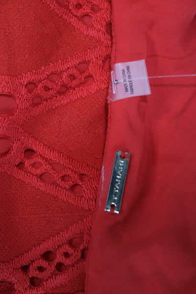 Tahari Women Sheath Dress Red Sleeveless Crew Neck Argyle Mid Calf Size 8