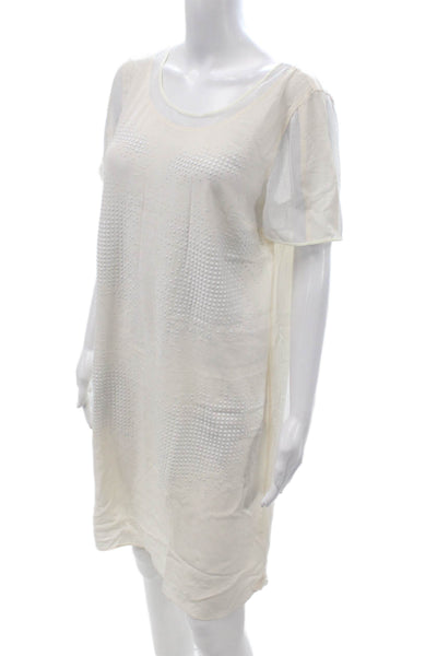 Elie Tahari Women Shift T-Shirt Dress White Short Sleeve Round Neck Size 2