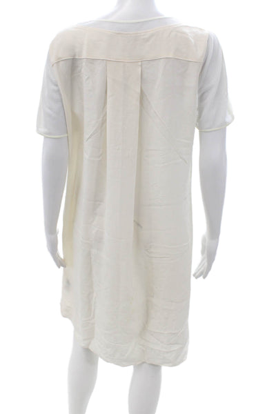 Elie Tahari Women Shift T-Shirt Dress White Short Sleeve Round Neck Size 2