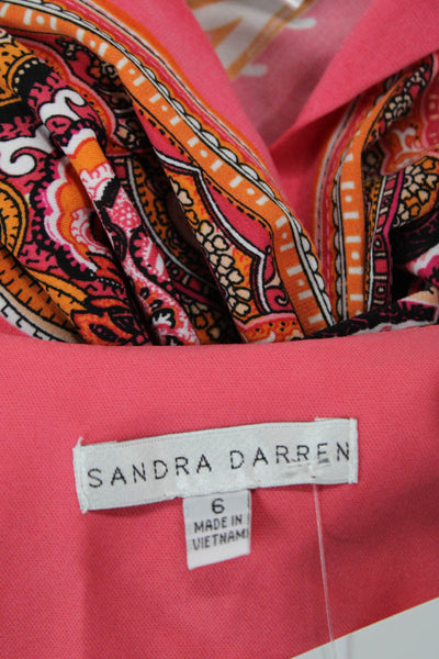 Sandra Darren Womens Black Paisley Shift Dress Square Neck 3/4 Sleeve Size 6