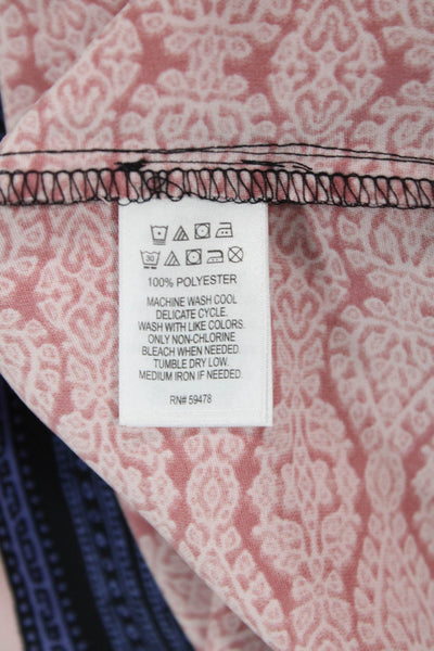 Adrienne Vittadini Women Shift Dress Dark Blue Floral Short Sleeve Zip Size 8