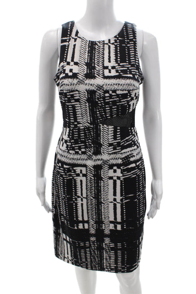 Trina Turk Women Sheath Dress Black Geometric Sleeveless Round Neck Size 6