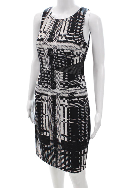 Trina Turk Women Sheath Dress Black Geometric Sleeveless Round Neck Size 6