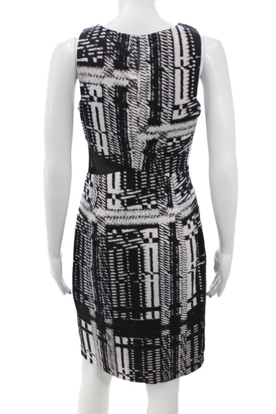 Trina Turk Women Sheath Dress Black Geometric Sleeveless Round Neck Size 6