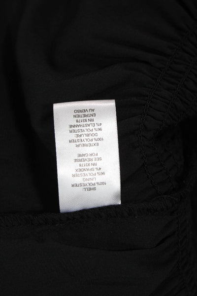 Tahari Women Blouson Dress Black Long Sleeve Round Neck Button Size 8