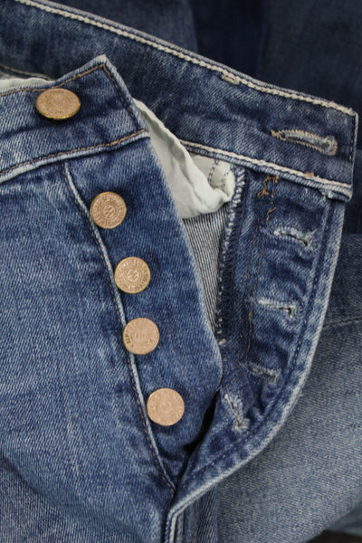 Mother Women Cropped Skinny Jeans Blue Mid Rise Button Closure Size 24