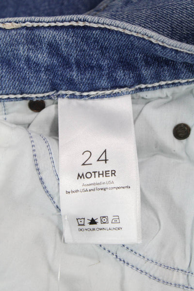 Mother Women Cropped Skinny Jeans Blue Mid Rise Button Closure Size 24
