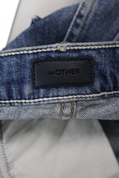 Mother Women Cropped Skinny Jeans Blue Mid Rise Button Closure Size 24
