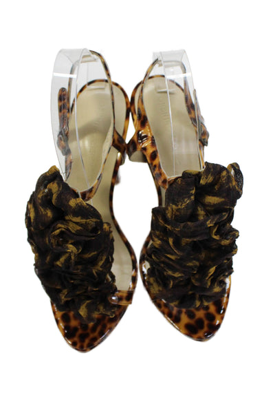 Opening Ceremony Womens Ruffled Detail Open Toe Platform Heels Brown Size EUR 37