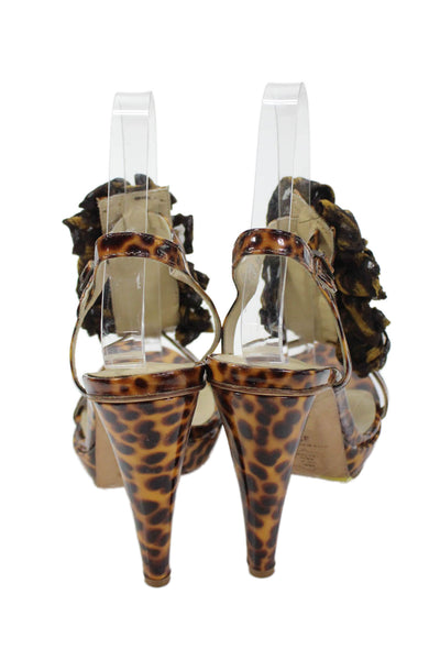 Opening Ceremony Womens Ruffled Detail Open Toe Platform Heels Brown Size EUR 37