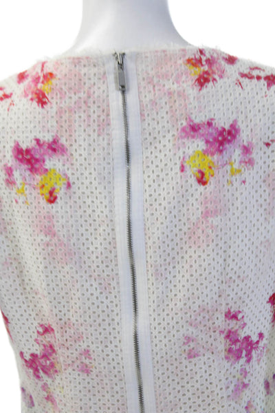 Elie Tahari Womens Shift Dress Floral Multi Color Cotton Sleeveless Zip Size 8