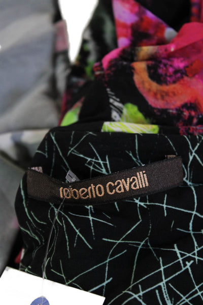 Roberto Cavalli Womens Bodycon Sheath Dress Black Floral Sleeveless Size 6