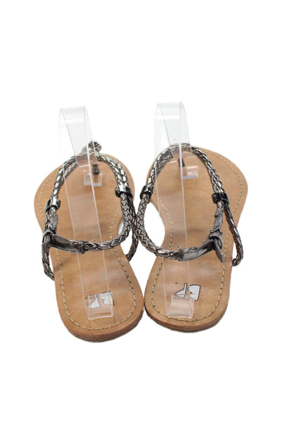 BP. Womens Braided Vegan Leather Strap Flat Thong Sandals Shoes Brown Size 8